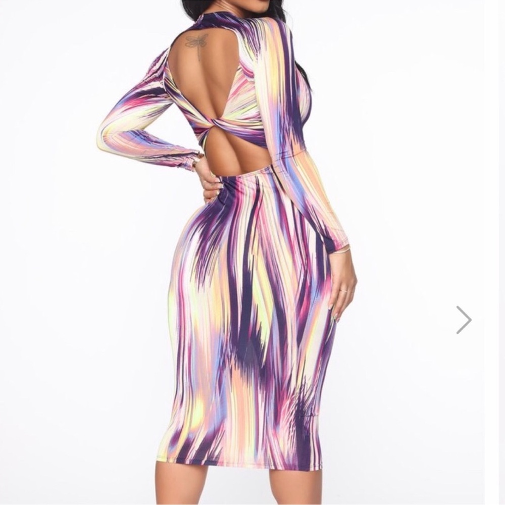 Fashion Nova Purple Pink Backless Bodycon Dress